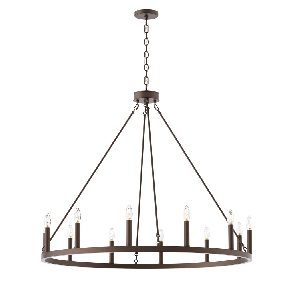 Acroma 12-light Farmhouse 40In Wagon Wheel Chandelier with UL - 40'' D x 138'' H