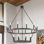 Acroma 20-light Modern Farmhouse 40In Round Wagon Wheel Chandelier with UL