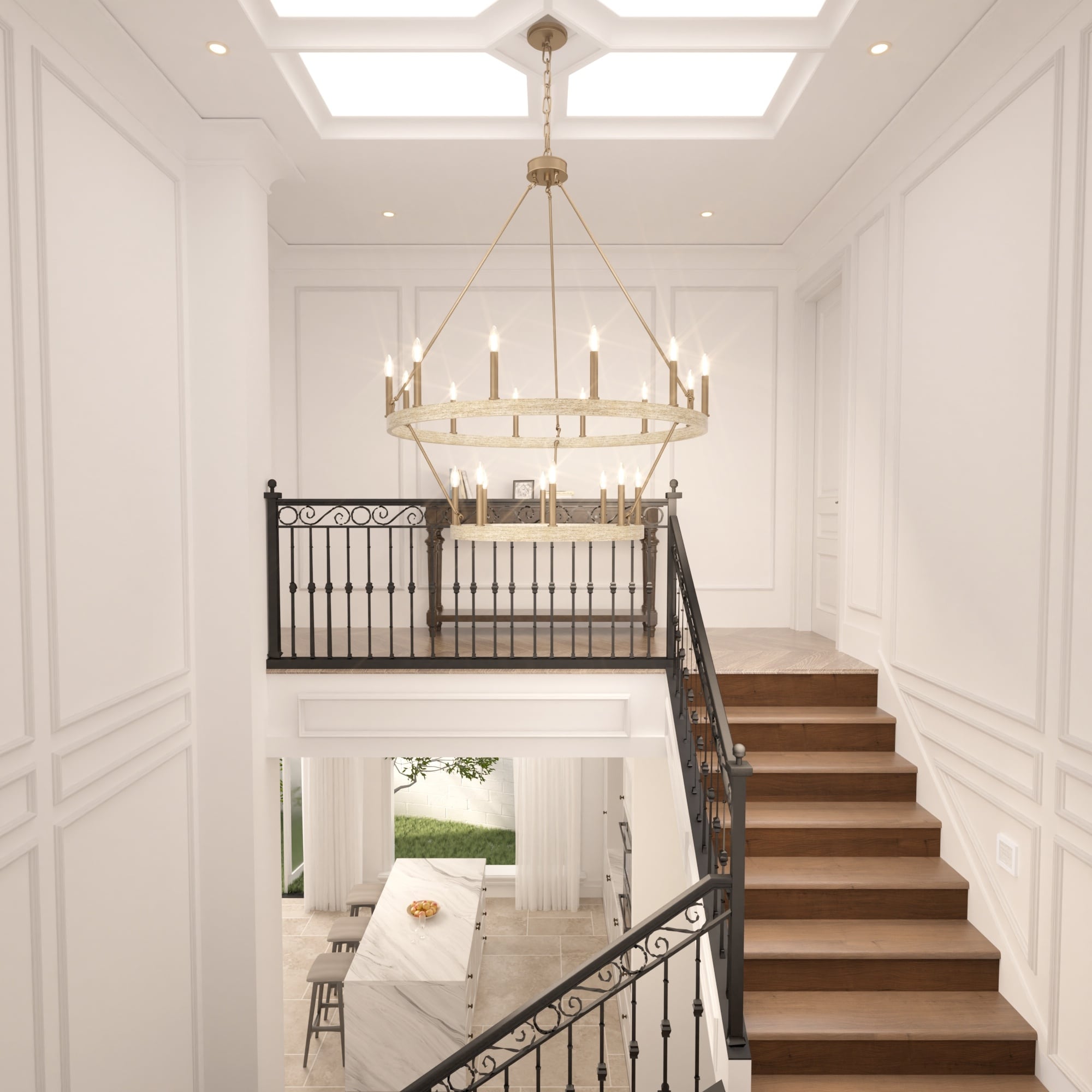 Acroma 20-light Modern Farmhouse 40In Round Wagon Wheel Chandelier with UL