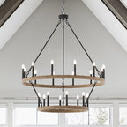 Acroma 20-light Modern Farmhouse 40In Round Wagon Wheel Chandelier with UL