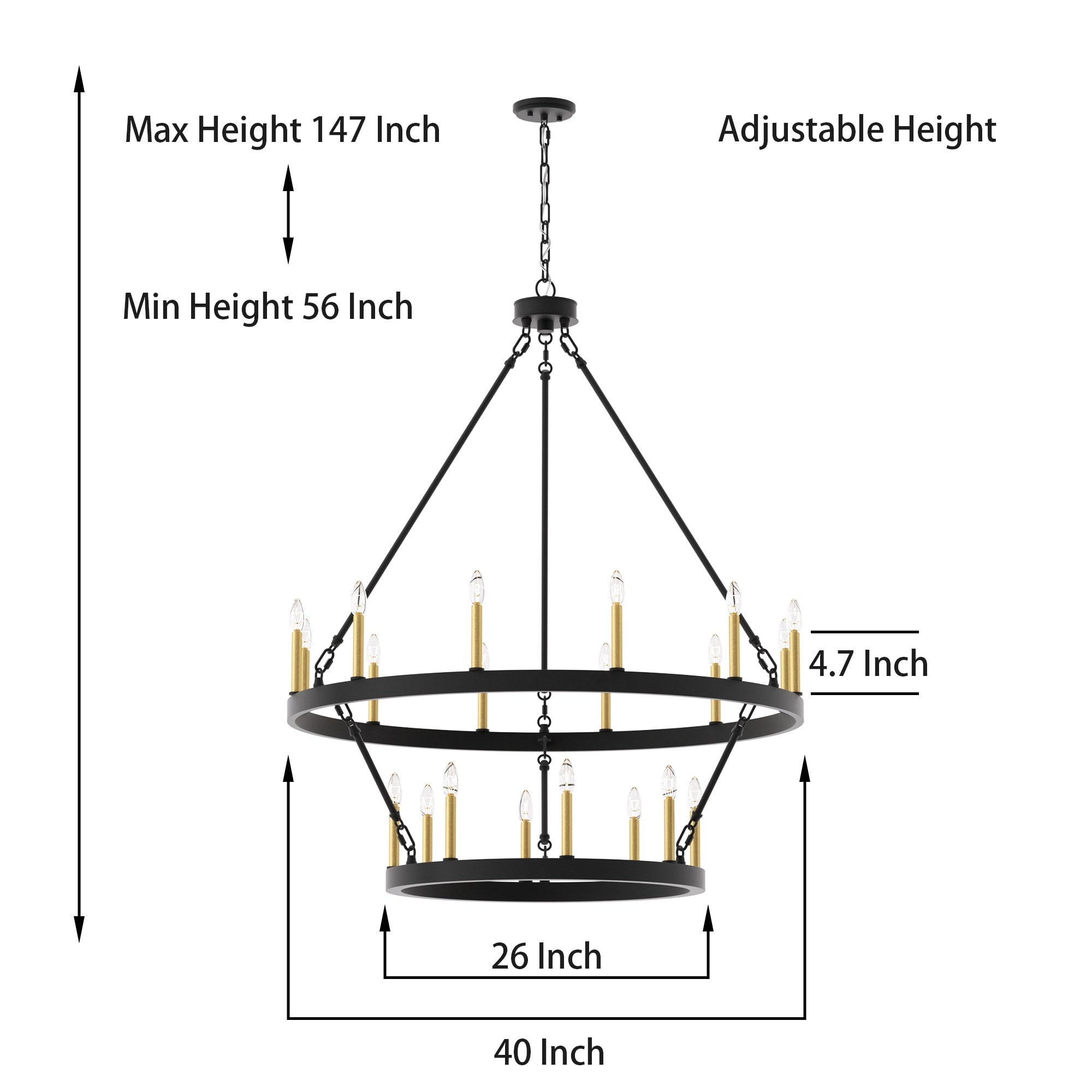 Acroma 20-light Modern Farmhouse 40In Round Wagon Wheel Chandelier with UL