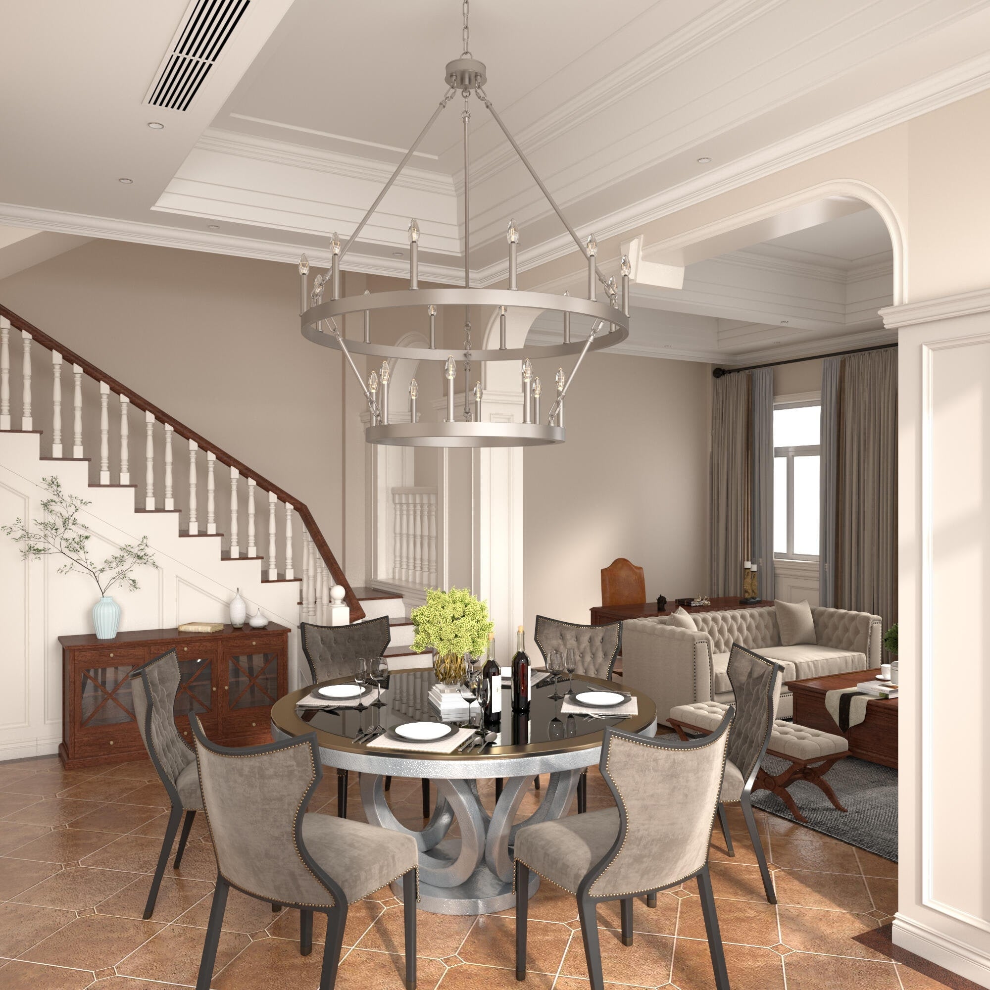 Acroma 20-light Modern Farmhouse 40In Round Wagon Wheel Chandelier with UL