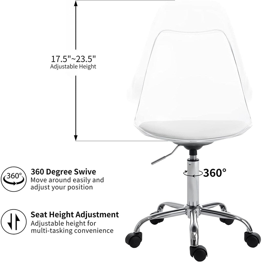 Acrylic Swivel adjustable height Armless Home office Rolling Chair