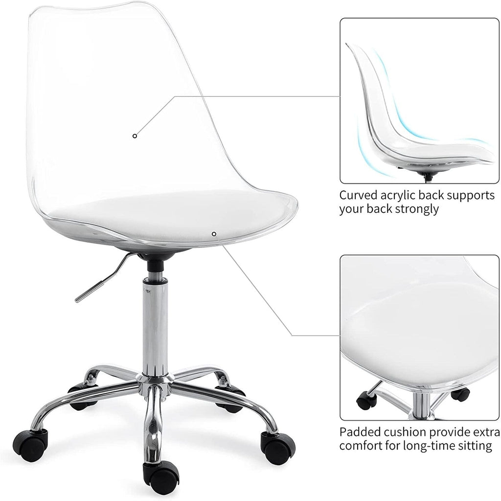 Acrylic Swivel adjustable height Armless Home office Rolling Chair