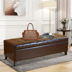 Adeco 50 Bonded Leather Storage Ottoman Bench