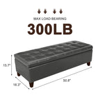 Adeco 50 Bonded Leather Storage Ottoman Bench
