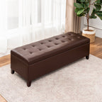 Adeco 50 Bonded Leather Storage Ottoman Bench