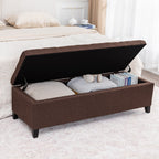 Adeco 50 Bonded Leather Storage Ottoman Bench