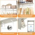 Rackcog 120'' Adjustable Closet Organizer with Drawers, Closet System with DIY Shelves for Reach-in and Walk-in Closet