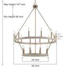 Acroma 20-light Modern Farmhouse 40In Round Wagon Wheel Chandelier with UL