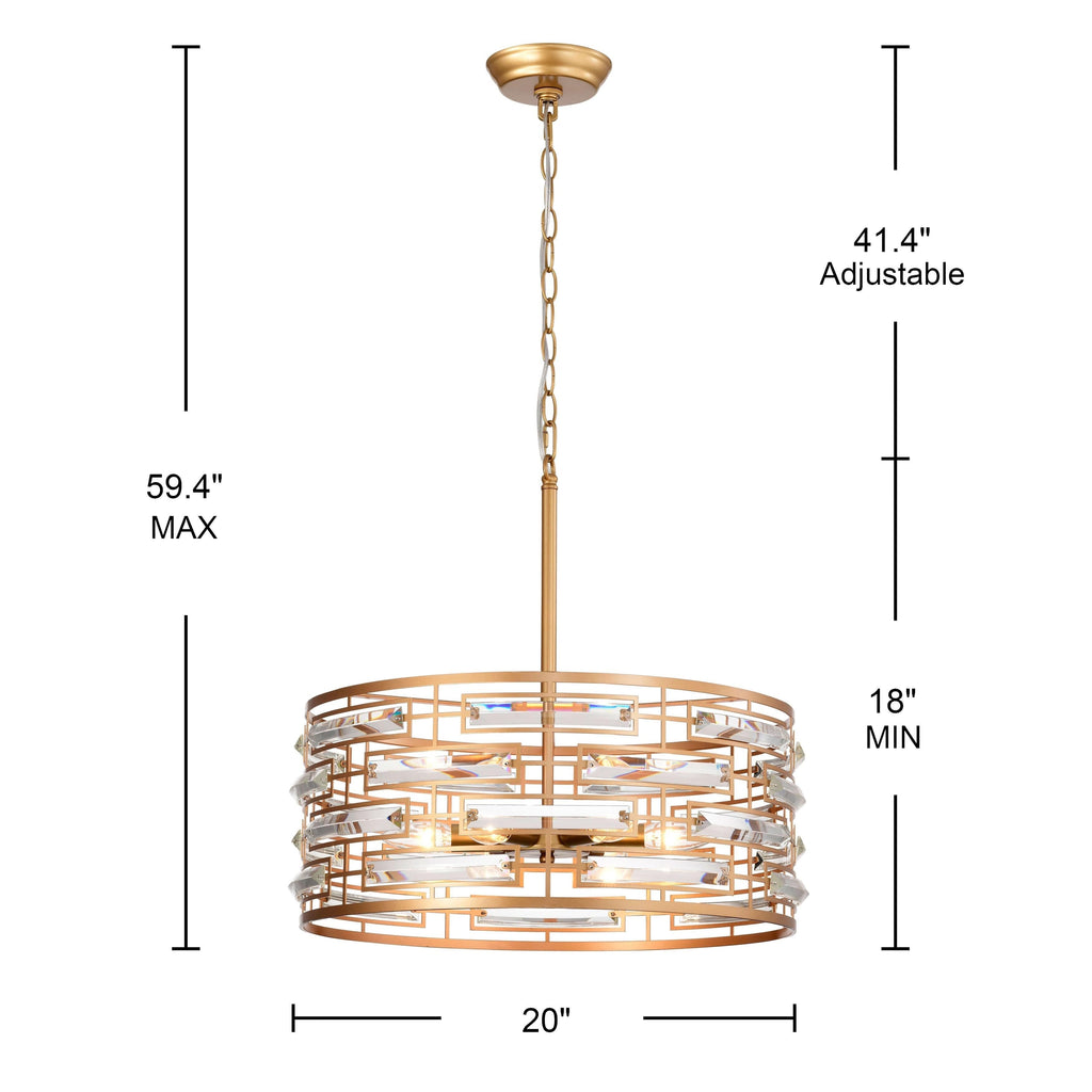 Anita Drum Shade Chandelier with Clear Glass Prism