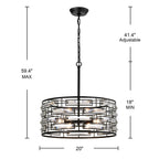 Anita Drum Shade Chandelier with Clear Glass Prism