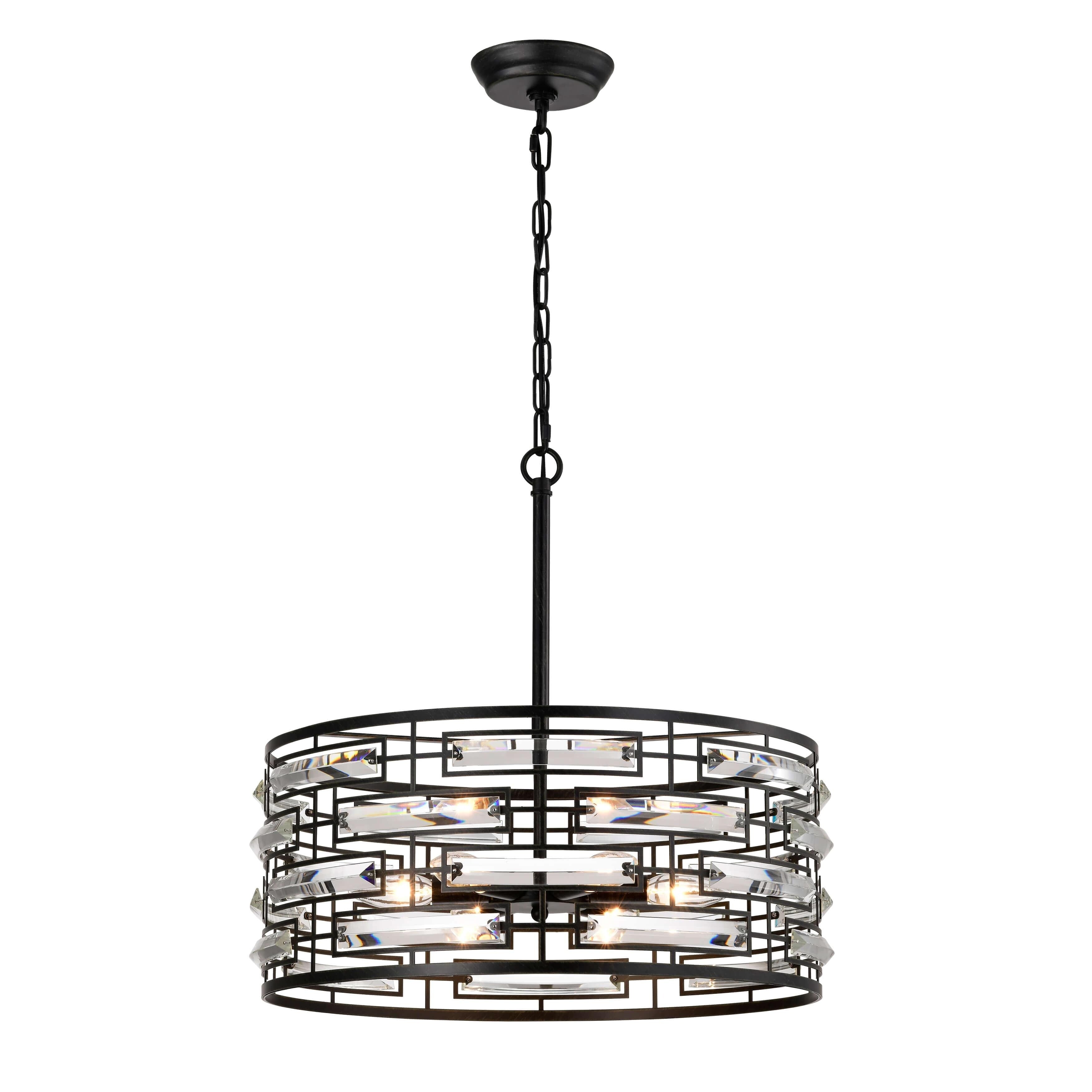 Anita Drum Shade Chandelier with Clear Glass Prism