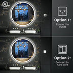 LED Lighted Dimmable Anti Fog Frameless Rounded Vanity Mirror