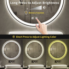 LED Lighted Dimmable Anti Fog Frameless Rounded Vanity Mirror