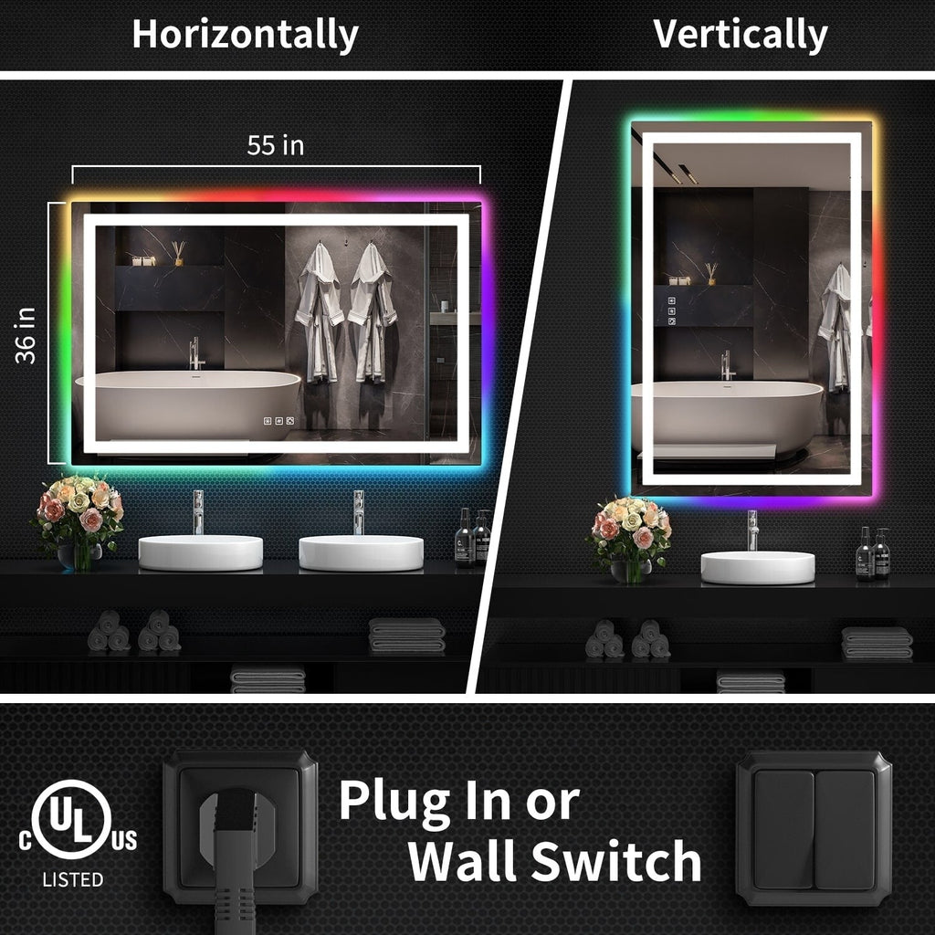 Anti-Fog RGB Backlit & LED Frontlit Bathroom Mirror