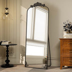 Arched Full Length Mirror with Baroque Flower Design