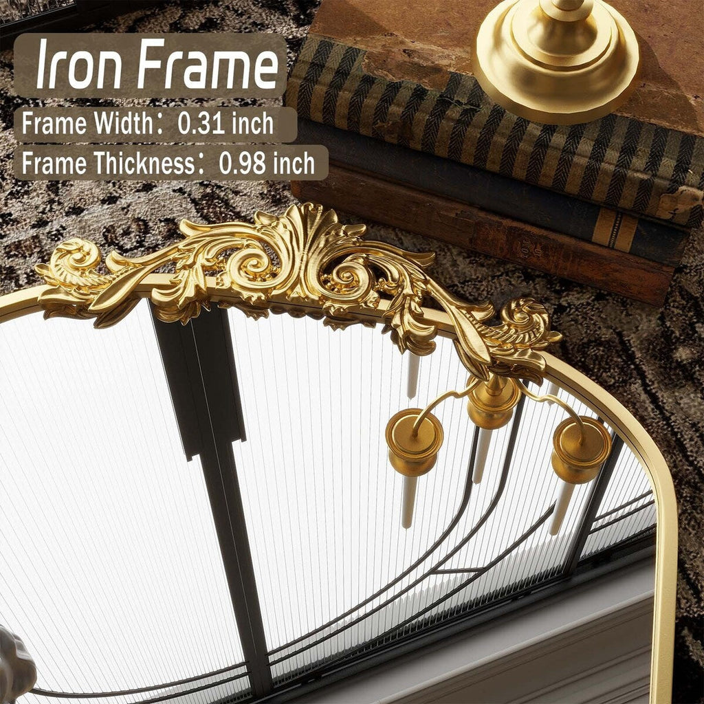 Arched Full Length Mirror with Baroque Flower Design