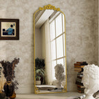 Arched Full Length Mirror with Baroque Flower Design
