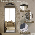 Arched Full Length Mirror with Baroque Flower Design