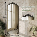 Arched Full Length Mirror with Baroque Flower Design