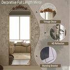 Arched Full Length Mirror with Baroque Flower Design