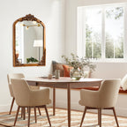 Arched Full-Length Solid Wood Carving Floor Mirror