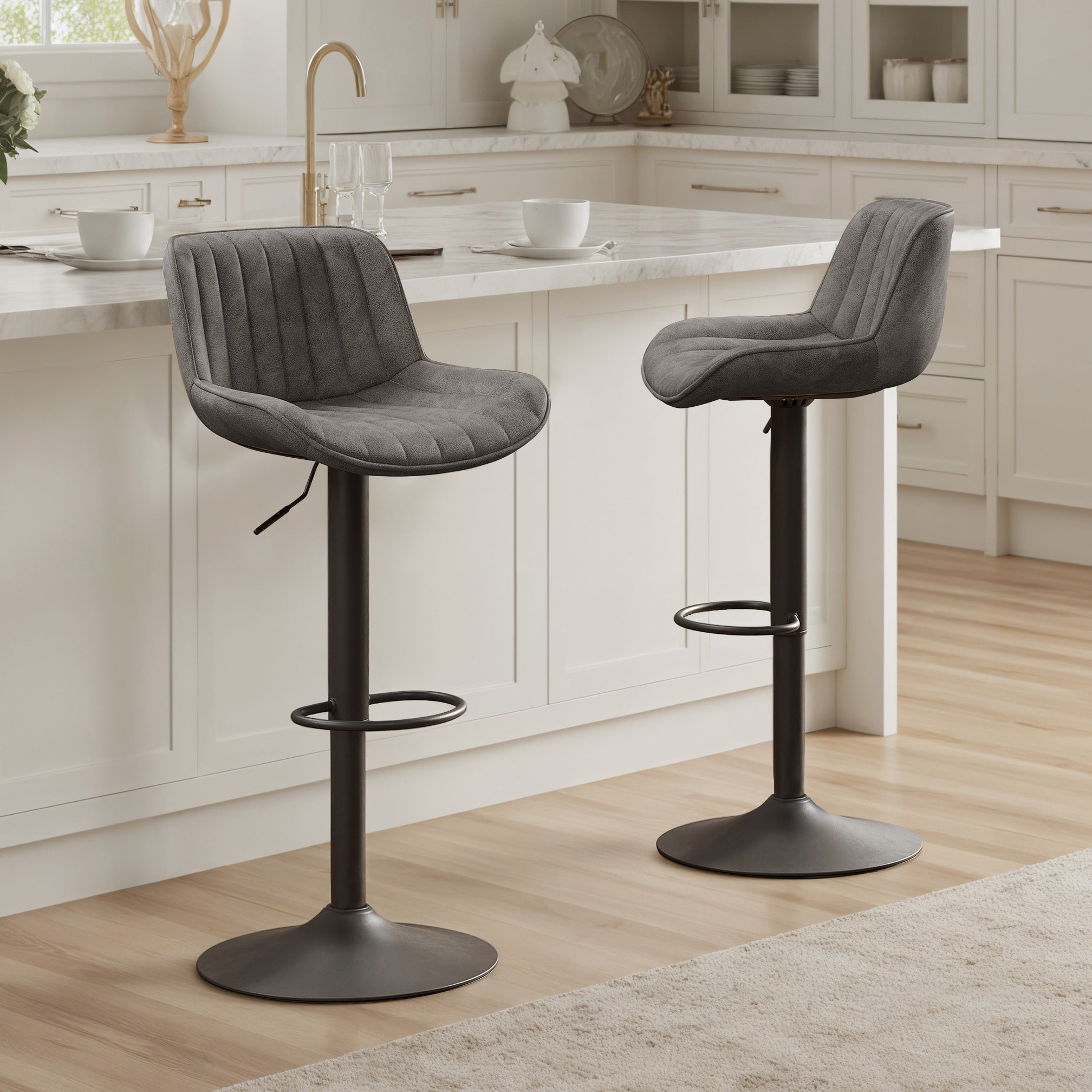 Art Leon Adjustable Height Swivel Barstool, Set of 2