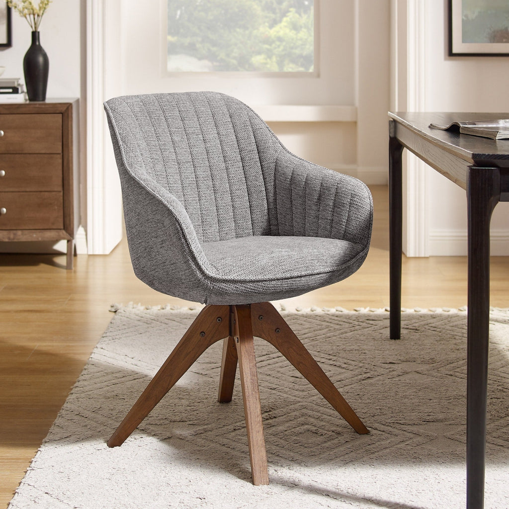 Art Leon Modern Home Office Swivel Arm Accent Chair with Wood Legs
