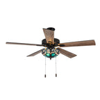 Astrid River of Goods Multicolored Oil-Rubbed Bronze and Stained Glass 3-Light 52-Inch Ceiling Fan - 52 x 52 x 14.75/19.75