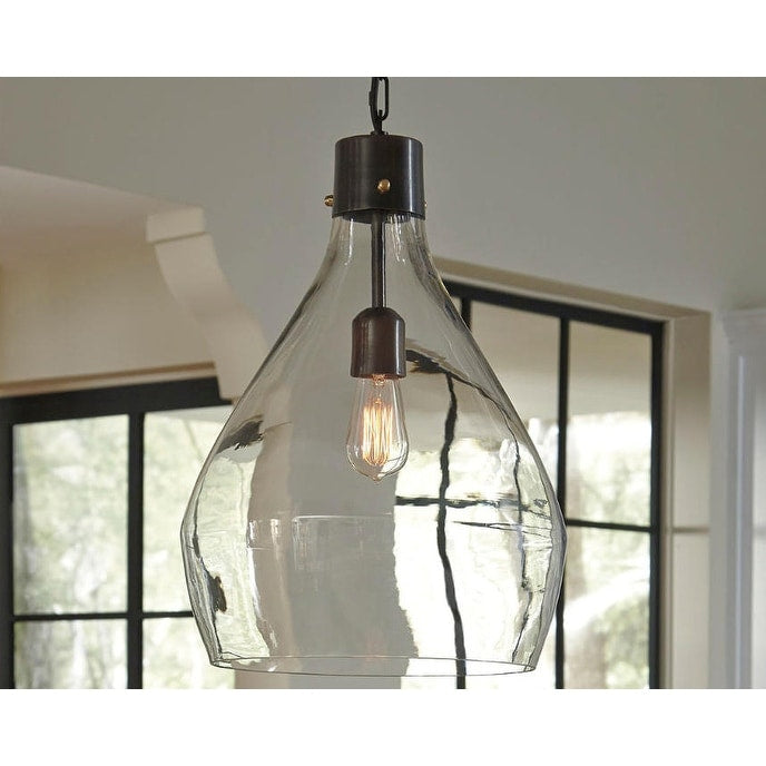 Signature Design by Ashley Avalbane Gray Glass Pendant Light - 13.88 W x 13.88 D x 20.25 H