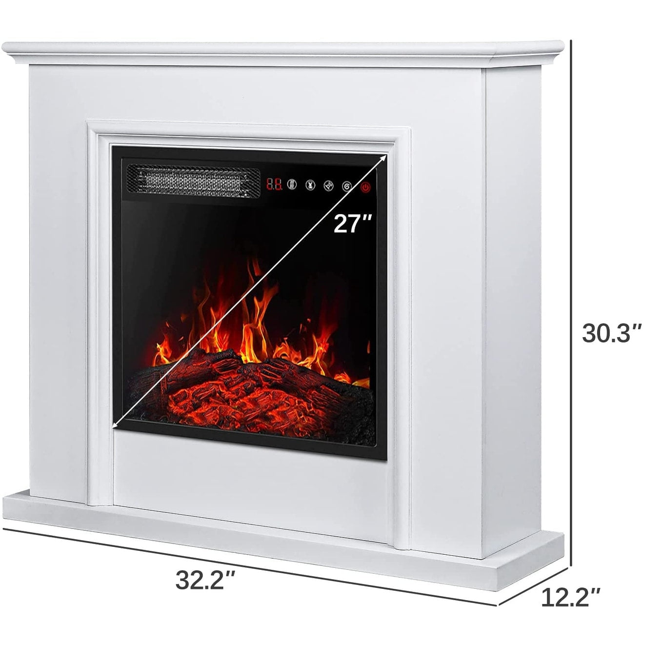 BOSSIN 43 Electric Fireplace with Mantel, 23 inch Electric Fireplace Insert,Freestanding TV Stand with Fireplace Wooden Firebox