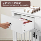 BOSSIN 44 Inch Large Dog Crate Furniture, Wooden Dog Kennel End Table with Storage Drawers, Decorative Pet Crates Dog House