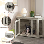 BOSSIN Corner Dog Crate Furniture,44/52 inch Wooden Dog Kennel Furniture with Mesh,Decorative Wood Dog House for Indoor use
