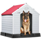 BOSSIN Plastic Dog House for Small to Large Sized Dogs, Indoor Outdoor Insulated Doghouse Puppy Shelter with Elevated Floor