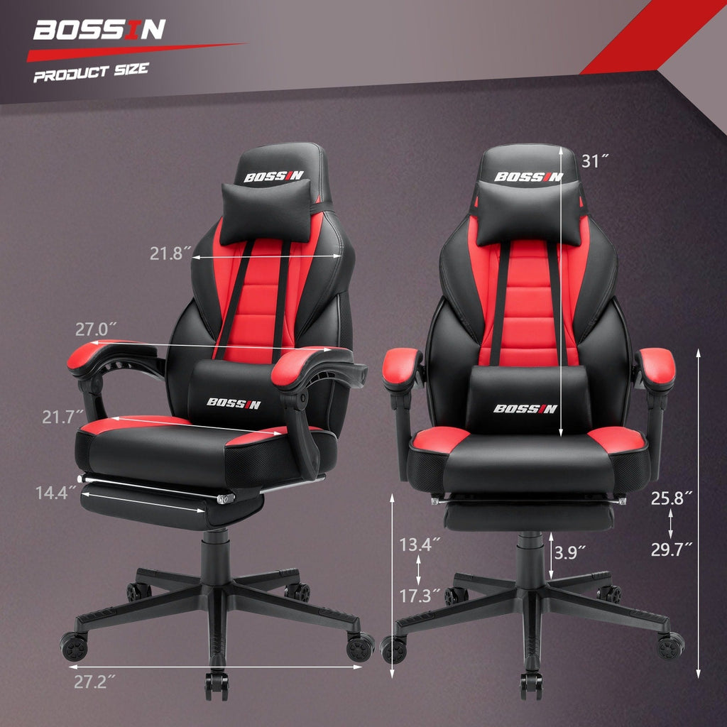 BOSSIN Racing Style Gaming Chair,300 lbs Big and Tall gamer chair High Back Computer Chair