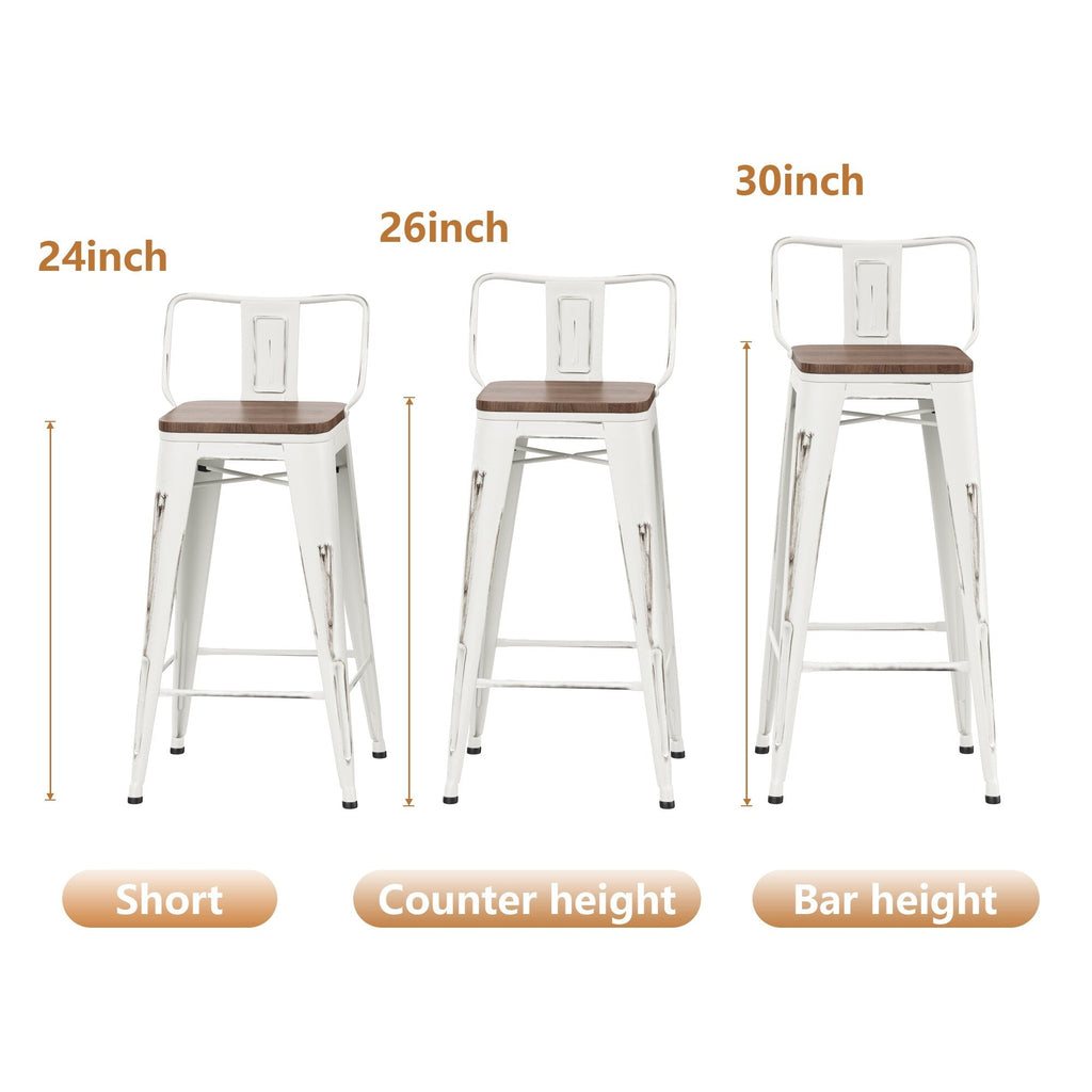 Bar Stools With Back set of 4 Industrial Metal Barstools with Wooden Seats