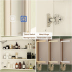 Bathroom Medicine Cabinet LED Mirror Anti-Fog 6000K Wall Cabinet White
