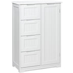 Bathroom Floor Storage Cabinet, Free-Standing Floor Storage Cabinet with 4 Draws and Adjustable Shelf