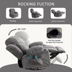 Beige Swivel Recliner with Massage, Heat & USB Charging