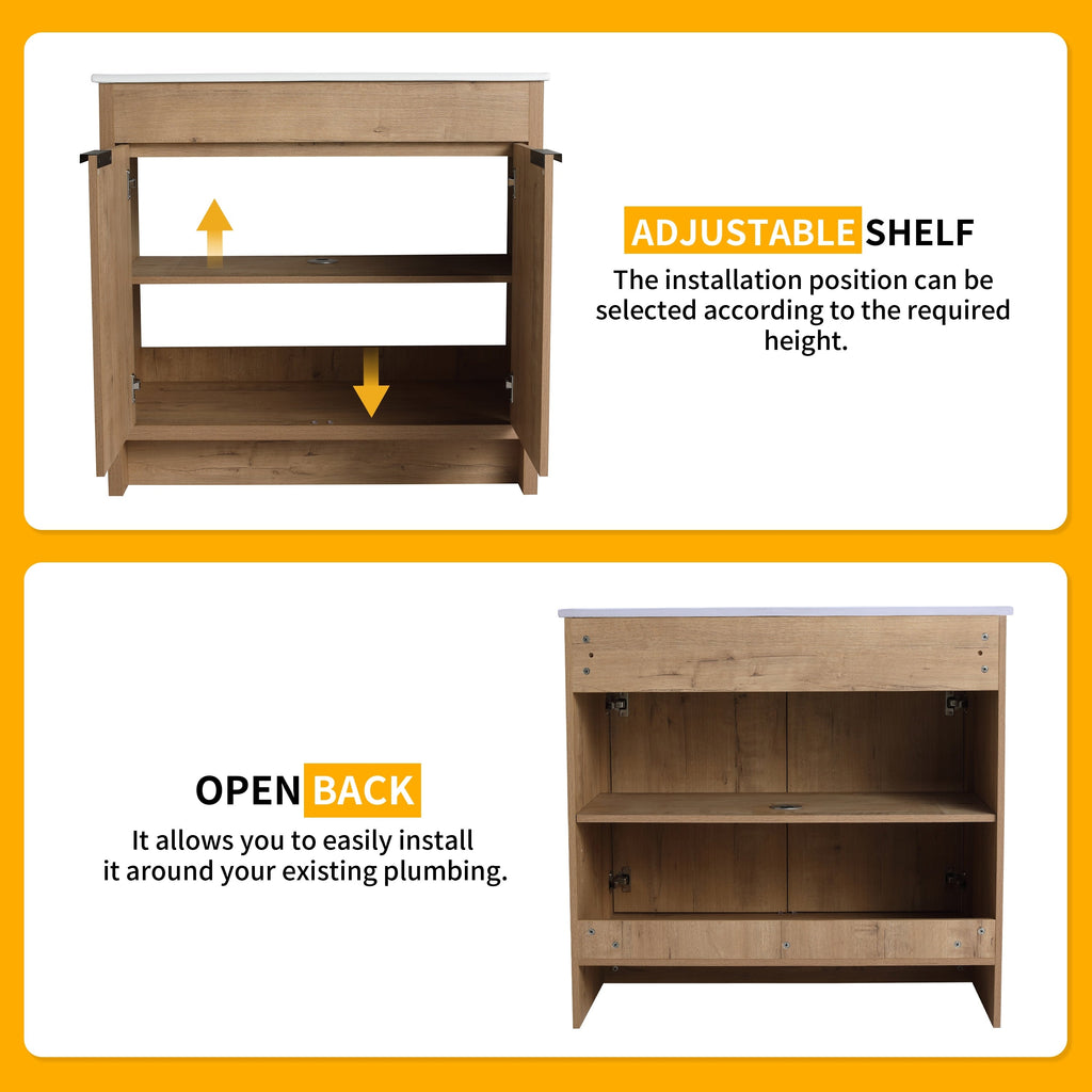 Beingnext 24/30/36 Bathroom Vanity with Sink, Freestanding Bathroom Vanity with Soft Close Door and Adjustable Shelf