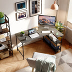 Small L Shaped Desk with Storage Shelves Corner Computer Desk