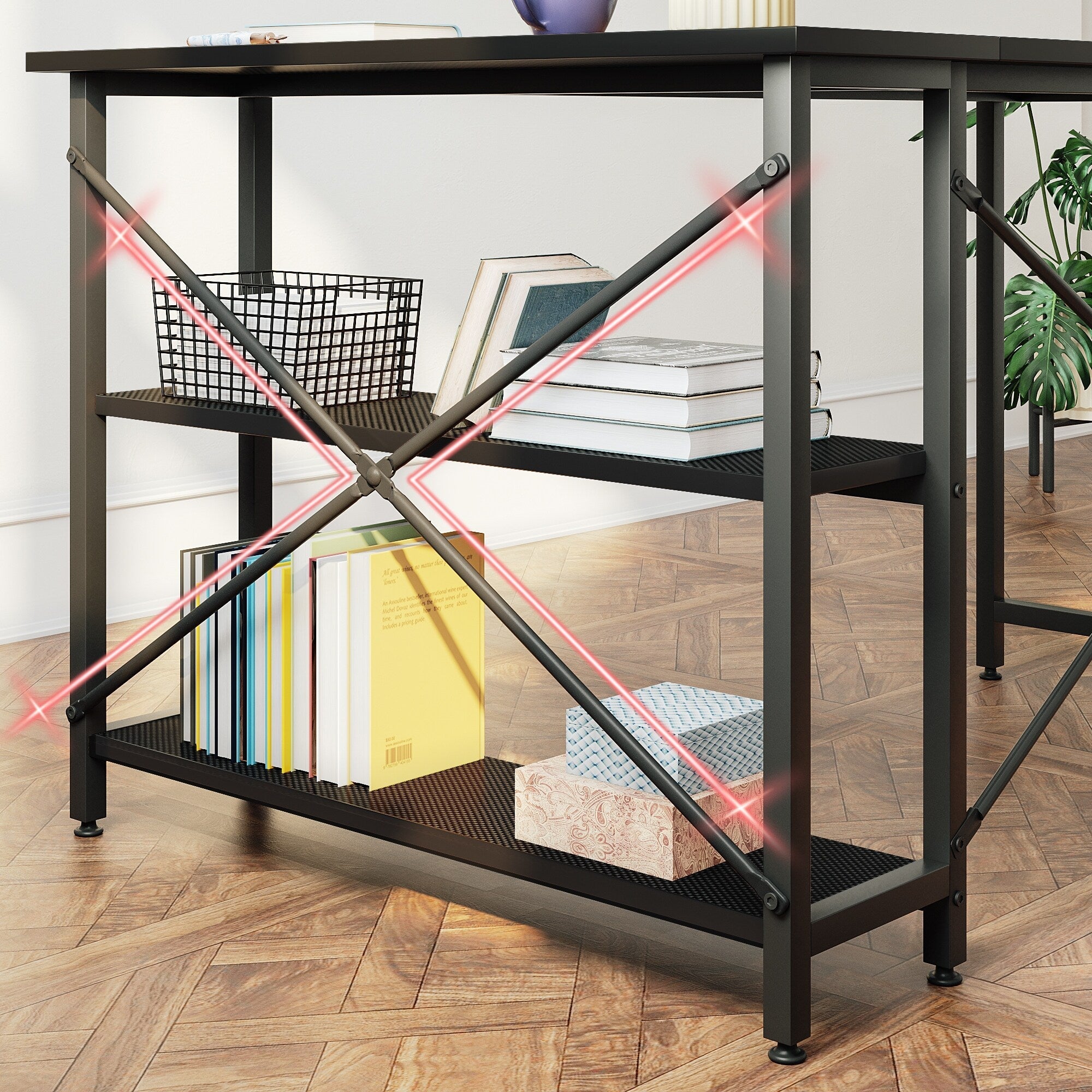 Small L Shaped Desk with Storage Shelves Corner Computer Desk