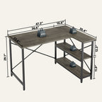 Small L Shaped Desk with Storage Shelves Corner Computer Desk