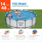 Bestway Steel Pro MAX Round Above Ground Swimming Pool with Pump & Cover