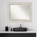 Beveled Wood Bathroom Wall Mirror - Trellis Silver Frame - Trellis Silver