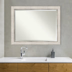 Beveled Wood Bathroom Wall Mirror - Trellis Silver Frame - Trellis Silver