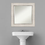 Beveled Wood Bathroom Wall Mirror - Trellis Silver Frame - Trellis Silver