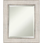 Beveled Wood Bathroom Wall Mirror - Trellis Silver Frame - Trellis Silver