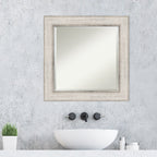Beveled Wood Bathroom Wall Mirror - Trellis Silver Frame - Trellis Silver